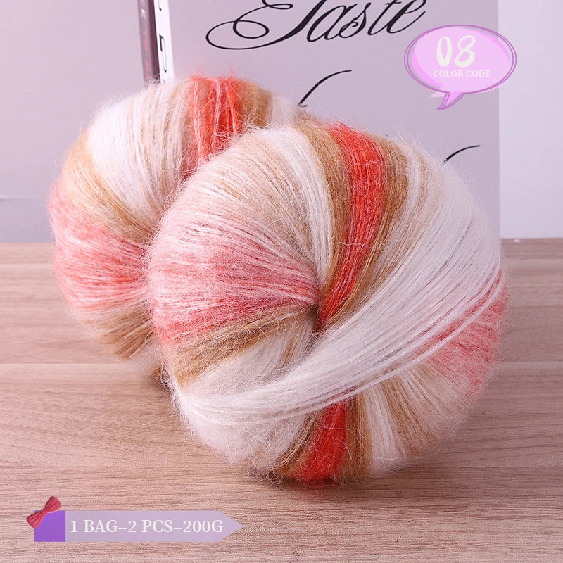 Rainbow Dyed Wool Blend Chunky Yarn Balls 2 Pack