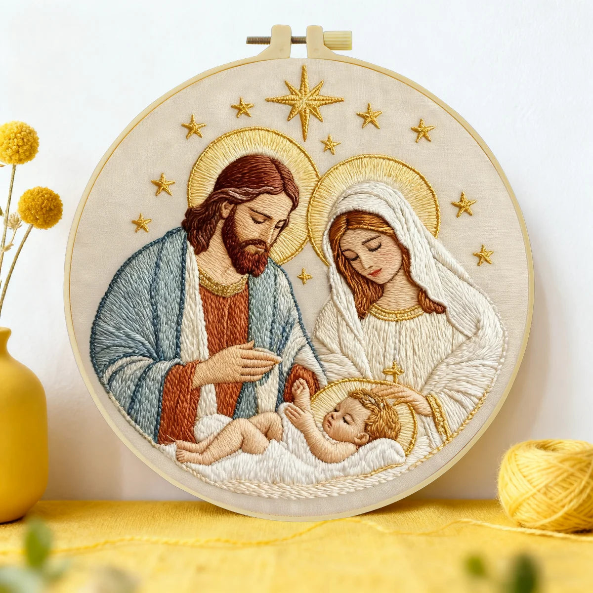 Jesus, Mary & Joseph Religion Embroidery Cross Stitch Sewing Kit