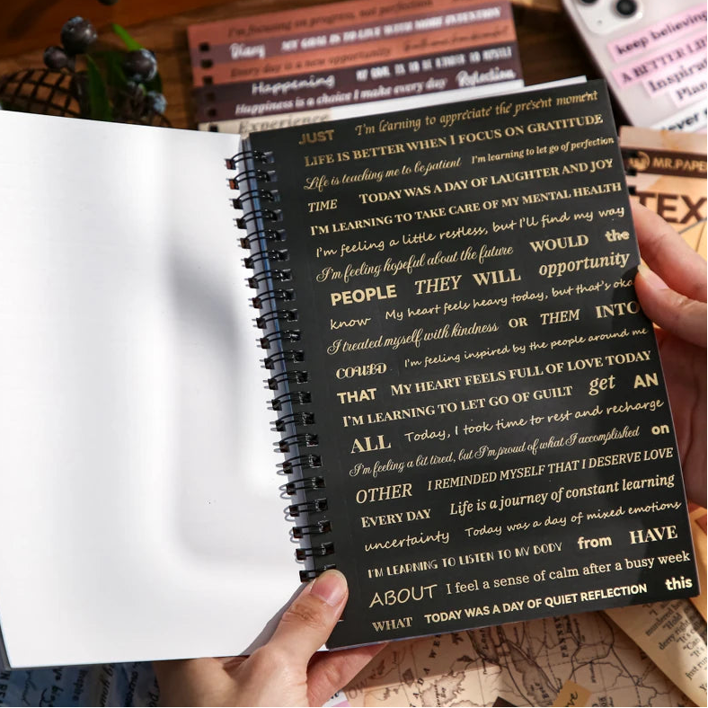 40 Sheets Retro English Text Stickers Book