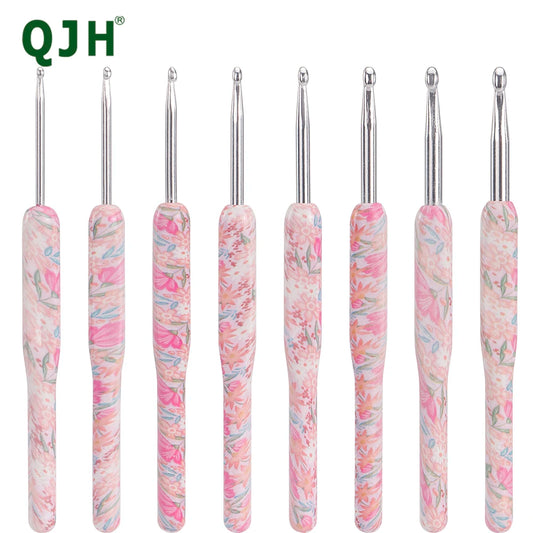 Flower Aluminium Crochet Hook Needles 2.5-6mm 8pcs Set