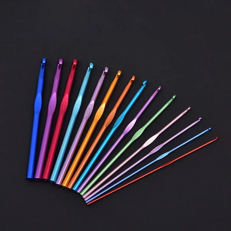 Rainbow Aluminium Crochet Hook Needles 2-10mm 14pcs Set