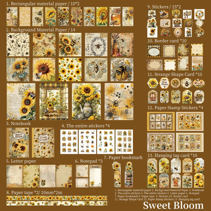 Vintage Sunflower Bullet Journal Scrapbooking Set