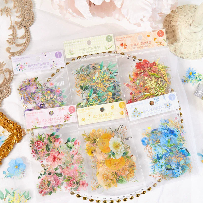 40pcs Roaming Dreams Vintage Floral Scrapbooking Stickers
