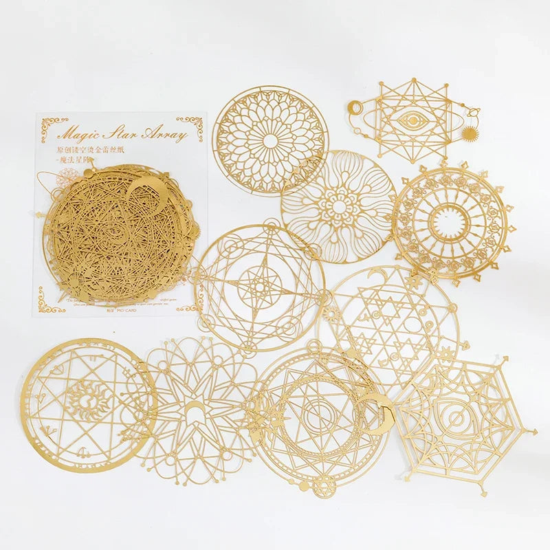 10pcs Gold Lace Leaf Scrapbooking Stickers