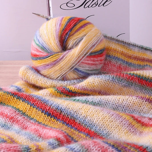 Rainbow Dyed Wool Blend Chunky Yarn Balls 2 Pack