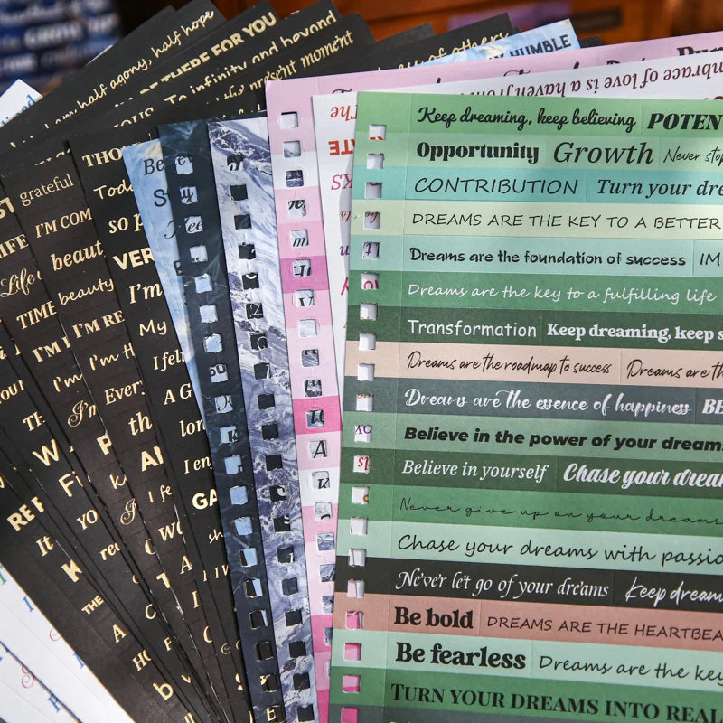 40 Sheets Retro English Text Stickers Book