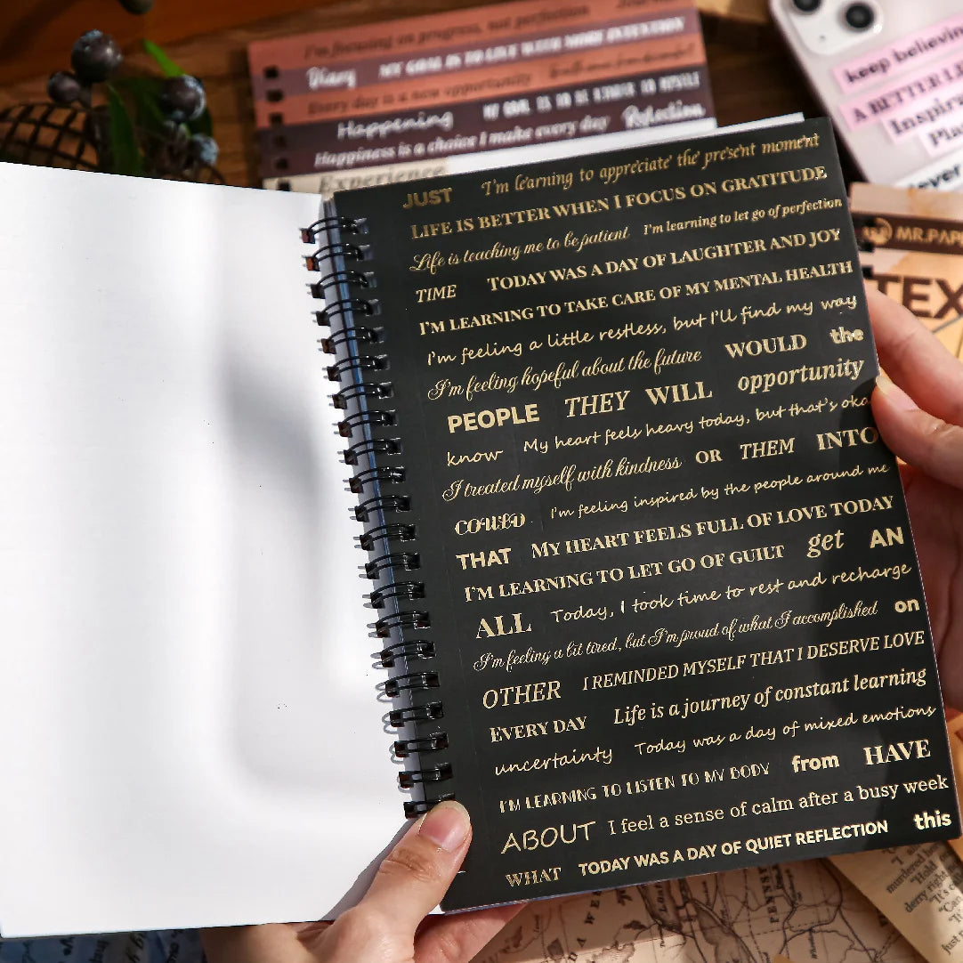 40 Sheets Retro English Text Stickers Book