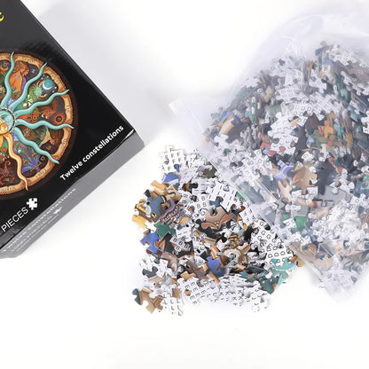 Rompecabezas redondo de 1000 piezas de las 12 constelaciones