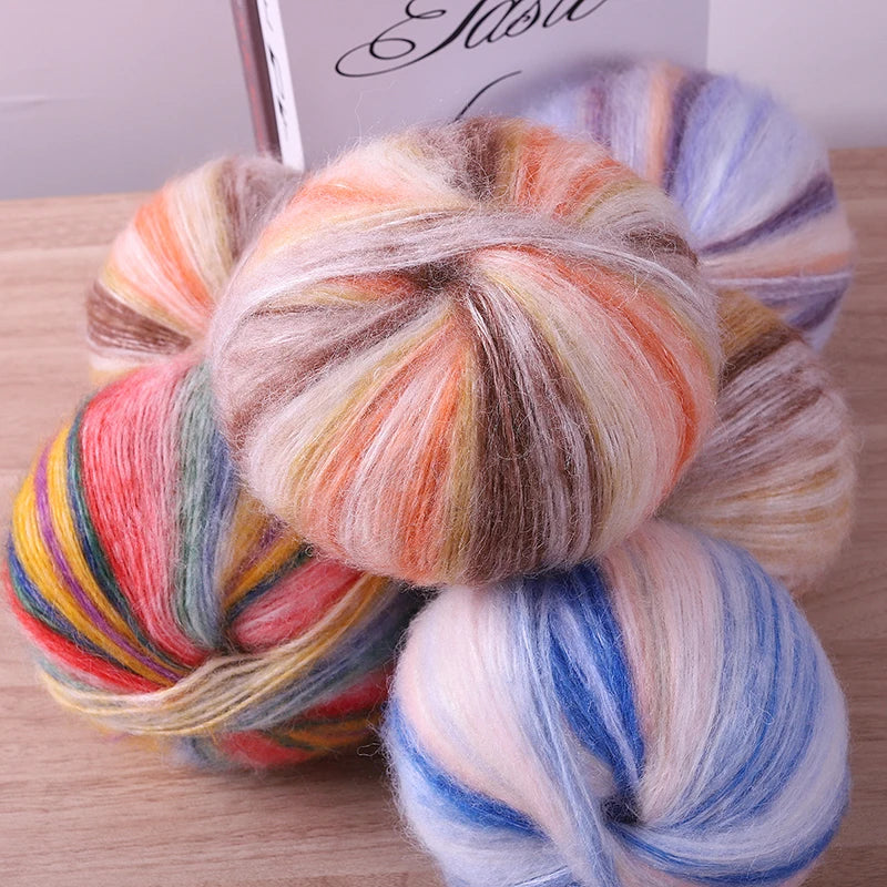Rainbow Dyed Wool Blend Chunky Yarn Balls 2 Pack