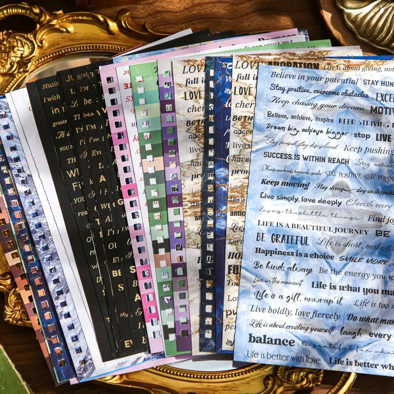 40 Sheets Retro English Text Stickers Book