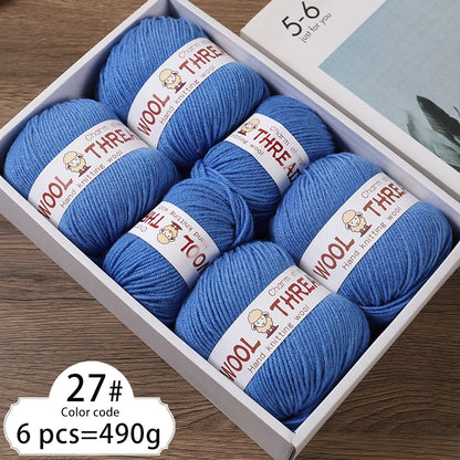 Medium Coarse Wool Yarn Balls 6 Pack