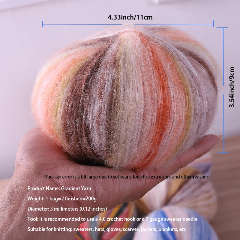 Rainbow Dyed Wool Blend Chunky Yarn Balls 2 Pack