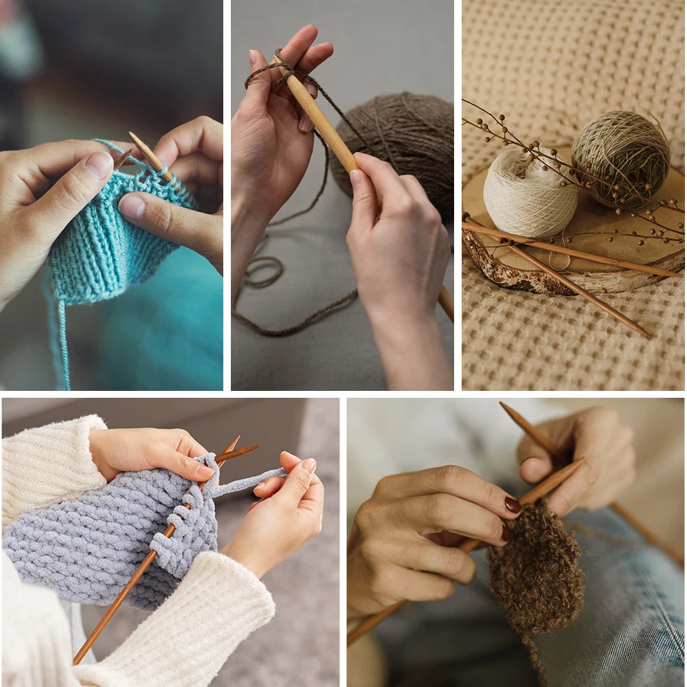 Bamboo Knitting Single Pointed Needles 2-10mm 36pcs Set