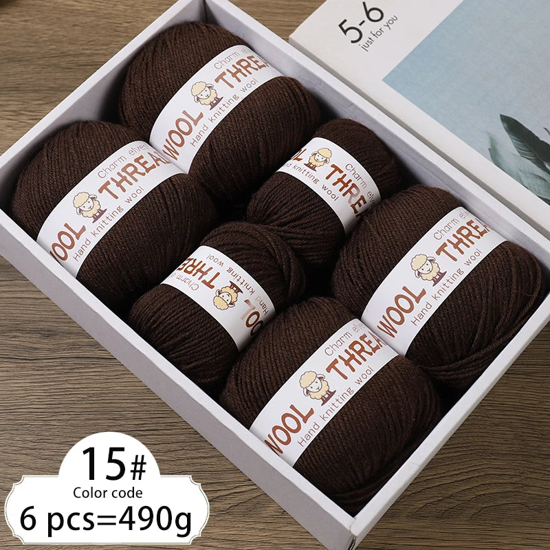 Medium Coarse Wool Yarn Balls 6 Pack
