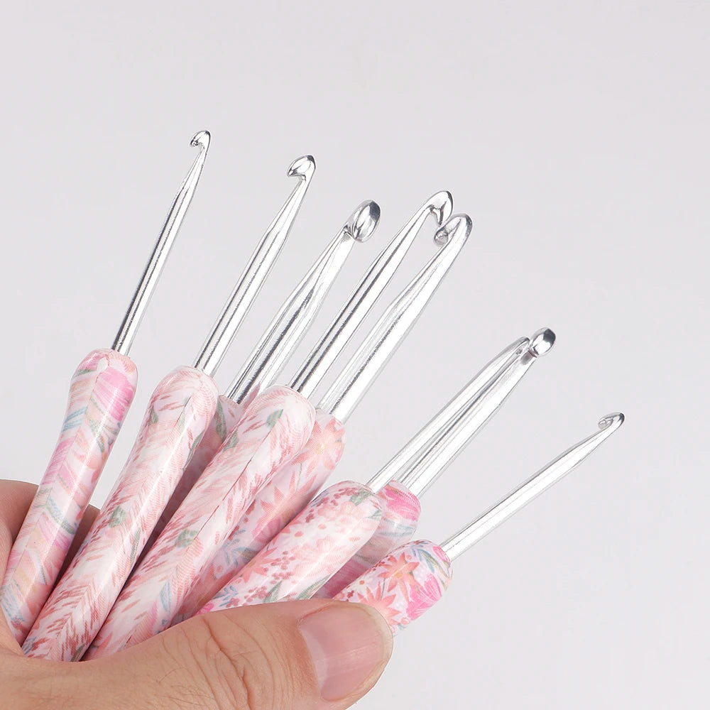 Flower Aluminium Crochet Hook Needles 2.5-6mm 8pcs Set