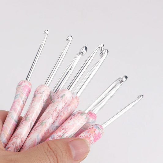 Flower Aluminium Crochet Hook Needles 2.5-6mm 8pcs Set