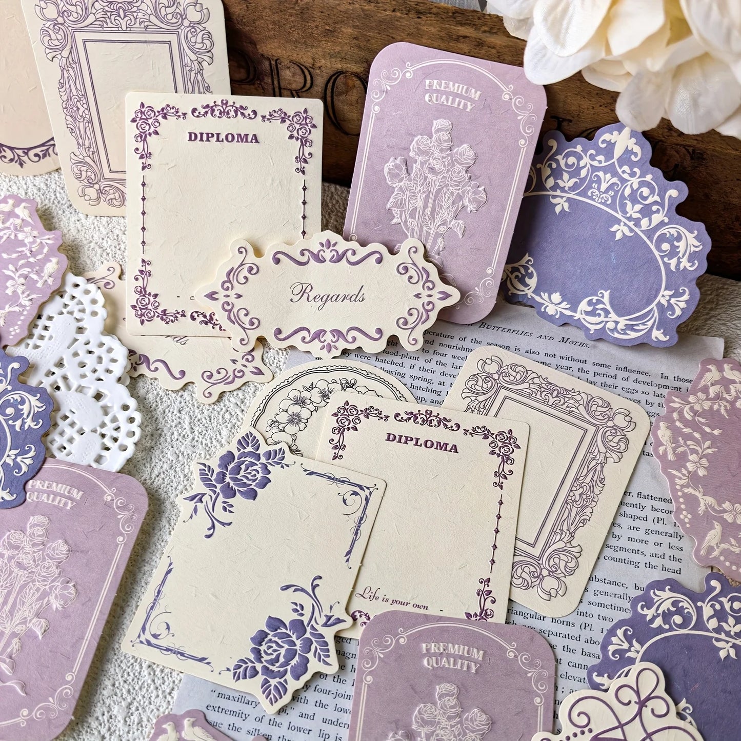 30 Sheets Retro Embossed Lace Scrapbooking Paper