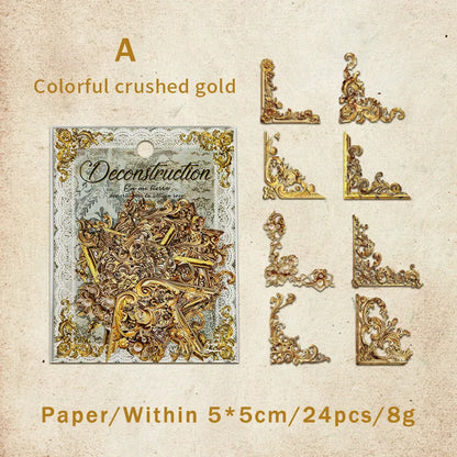 24pcs Vintage Baroque French Court Corner Scrapbooking Stickers