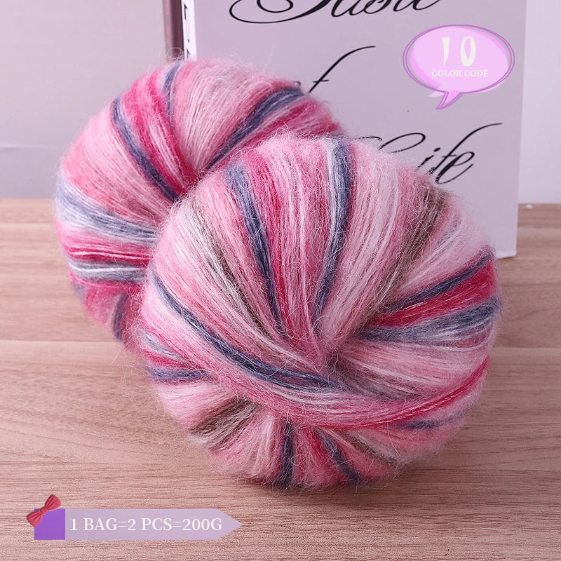 Rainbow Dyed Wool Blend Chunky Yarn Balls 2 Pack