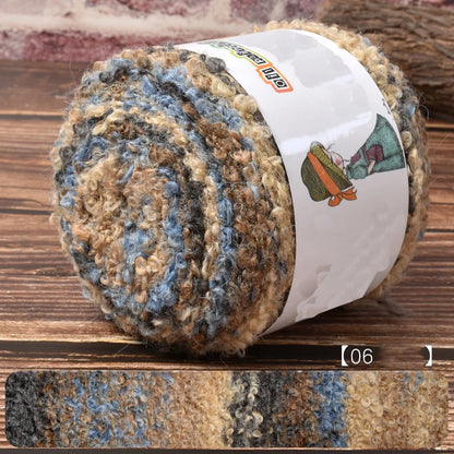 Warm Rainbow Gradient Oil Painting Fluffy Wool Yarn Ball