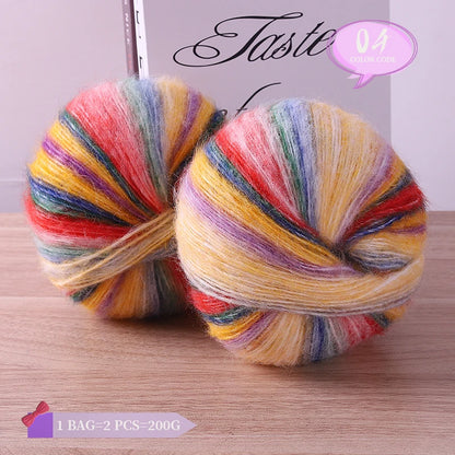 Rainbow Dyed Wool Blend Chunky Yarn Balls 2 Pack