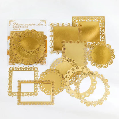 10pcs Gold Lace Leaf Scrapbooking Stickers