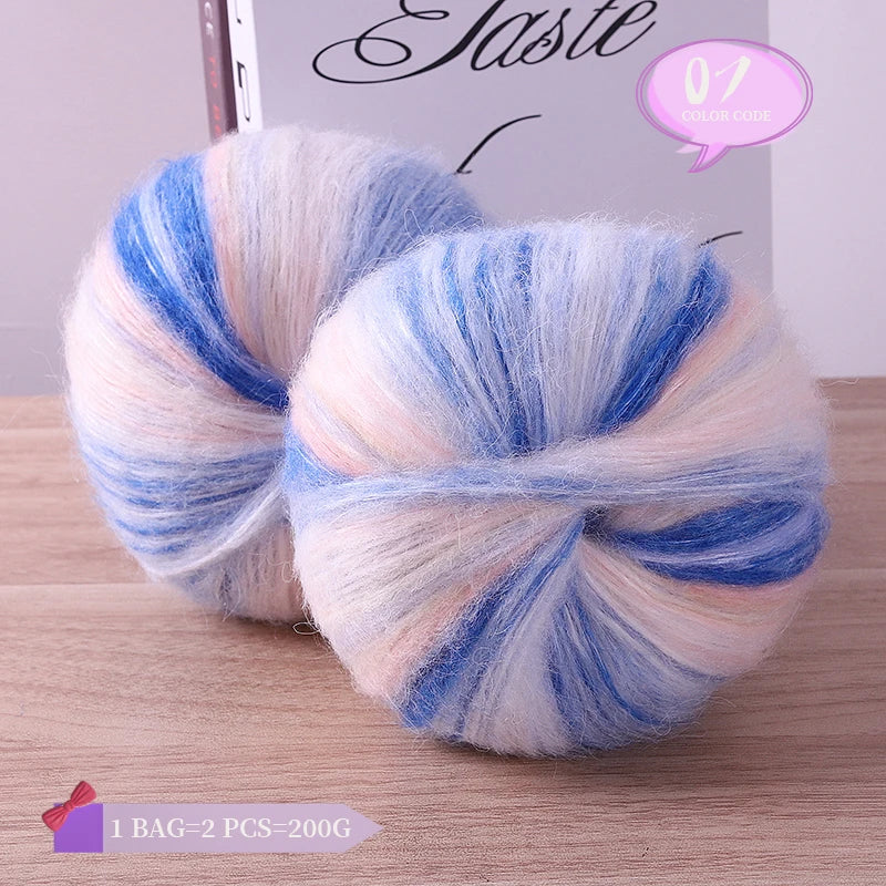 Rainbow Dyed Wool Blend Chunky Yarn Balls 2 Pack