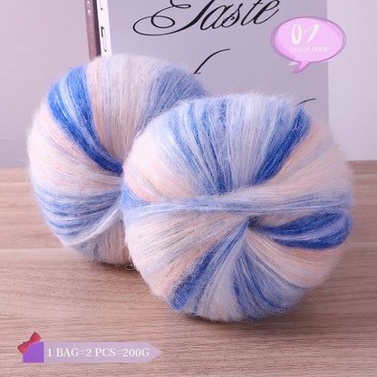 Rainbow Dyed Wool Blend Chunky Yarn Balls 2 Pack