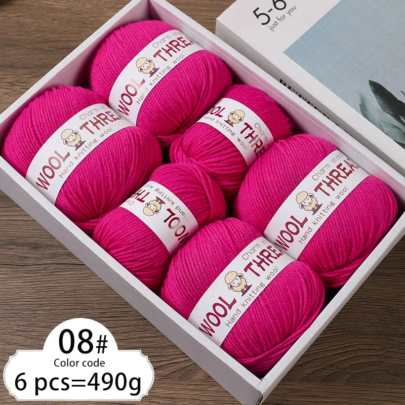 Medium Coarse Wool Yarn Balls 6 Pack