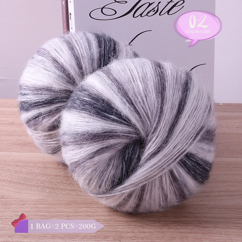 Rainbow Dyed Wool Blend Chunky Yarn Balls 2 Pack