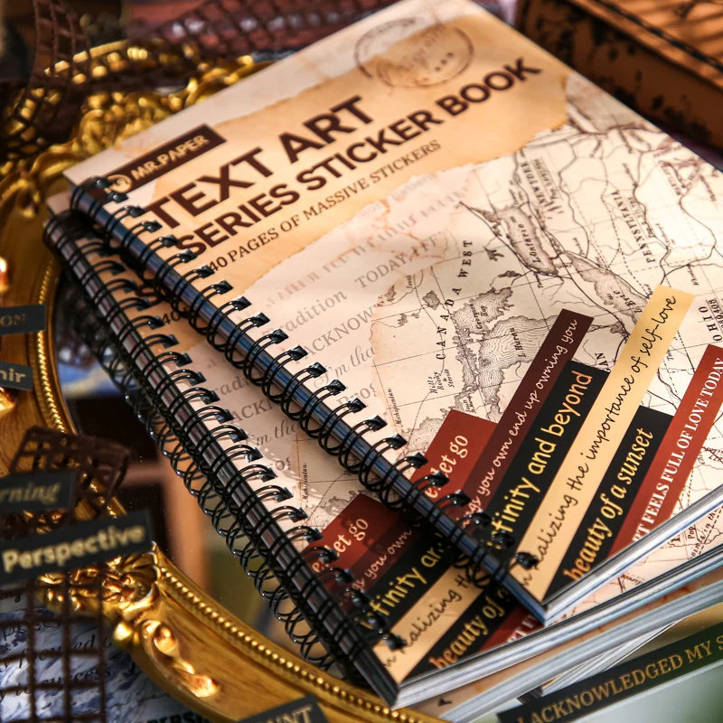 40 Sheets Retro English Text Stickers Book