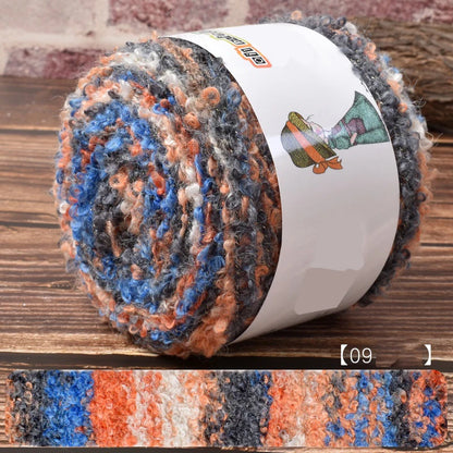 Warm Rainbow Gradient Oil Painting Fluffy Wool Yarn Ball