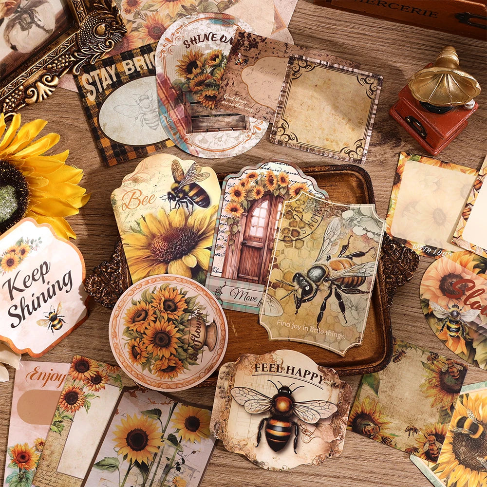 Vintage Sunflower Bullet Journal Scrapbooking Set