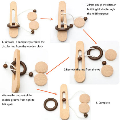 Wooden Ring Unlocking Brain Teaser Puzzle