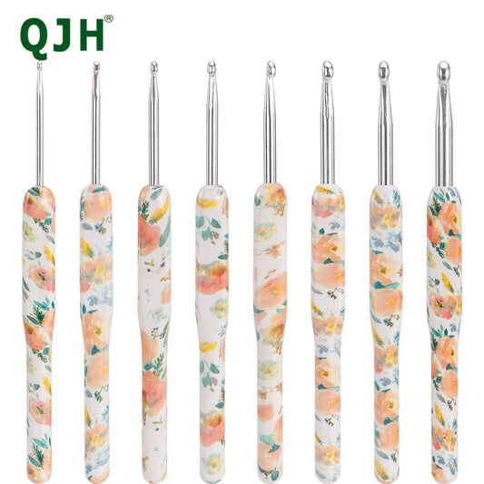 Flower Aluminium Crochet Hook Needles 2.5-6mm 8pcs Set