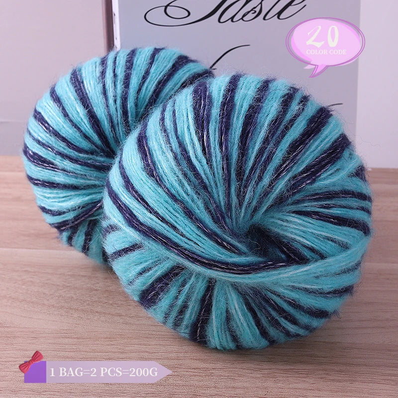 Rainbow Dyed Wool Blend Chunky Yarn Balls 2 Pack