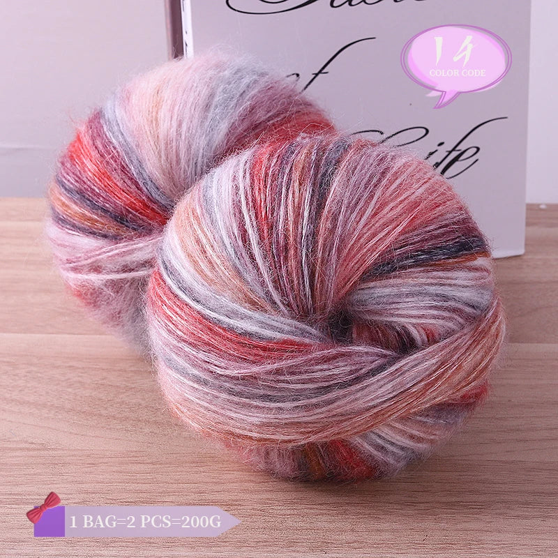 Rainbow Dyed Wool Blend Chunky Yarn Balls 2 Pack
