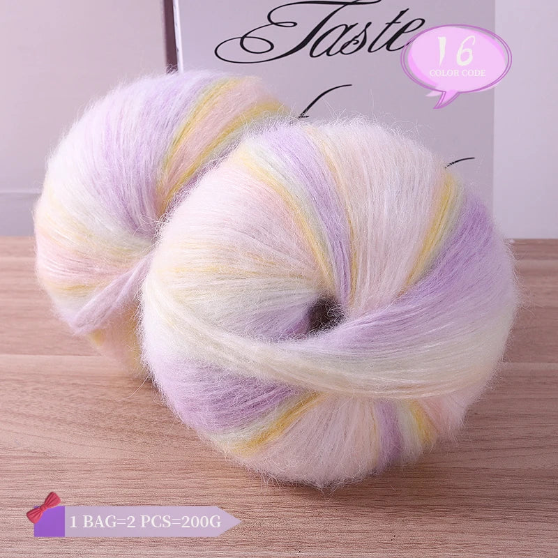 Rainbow Dyed Wool Blend Chunky Yarn Balls 2 Pack