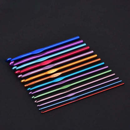 Rainbow Aluminium Crochet Hook Needles 2-10mm 14pcs Set