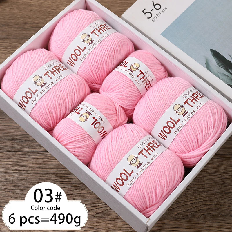 Medium Coarse Wool Yarn Balls 6 Pack