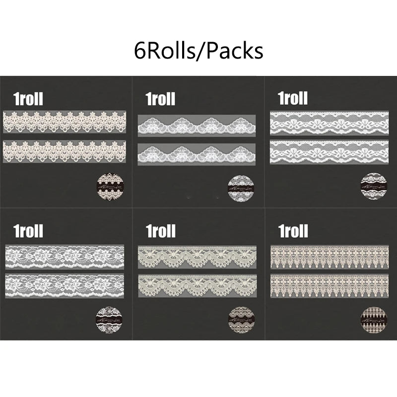 6 Rolls Floral Lace Pattern Scrapbooking Washi Tape