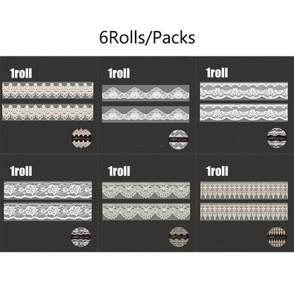 6 Rolls Floral Lace Pattern Scrapbooking Washi Tape