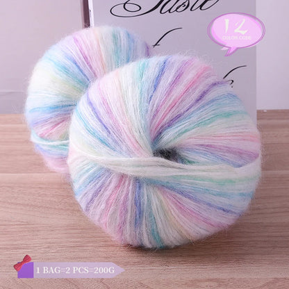 Rainbow Dyed Wool Blend Chunky Yarn Balls 2 Pack