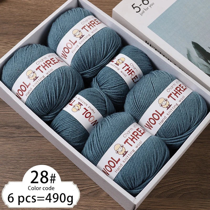 Medium Coarse Wool Yarn Balls 6 Pack
