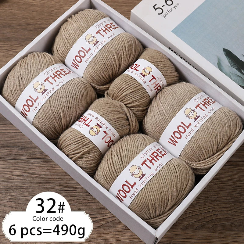 Medium Coarse Wool Yarn Balls 6 Pack