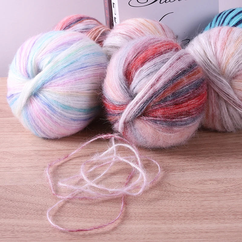 Rainbow Dyed Wool Blend Chunky Yarn Balls 2 Pack
