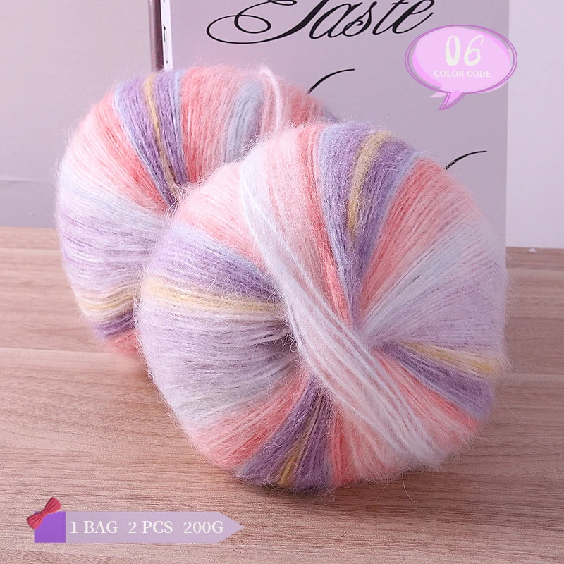 Rainbow Dyed Wool Blend Chunky Yarn Balls 2 Pack