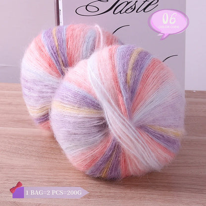 Rainbow Dyed Wool Blend Chunky Yarn Balls 2 Pack