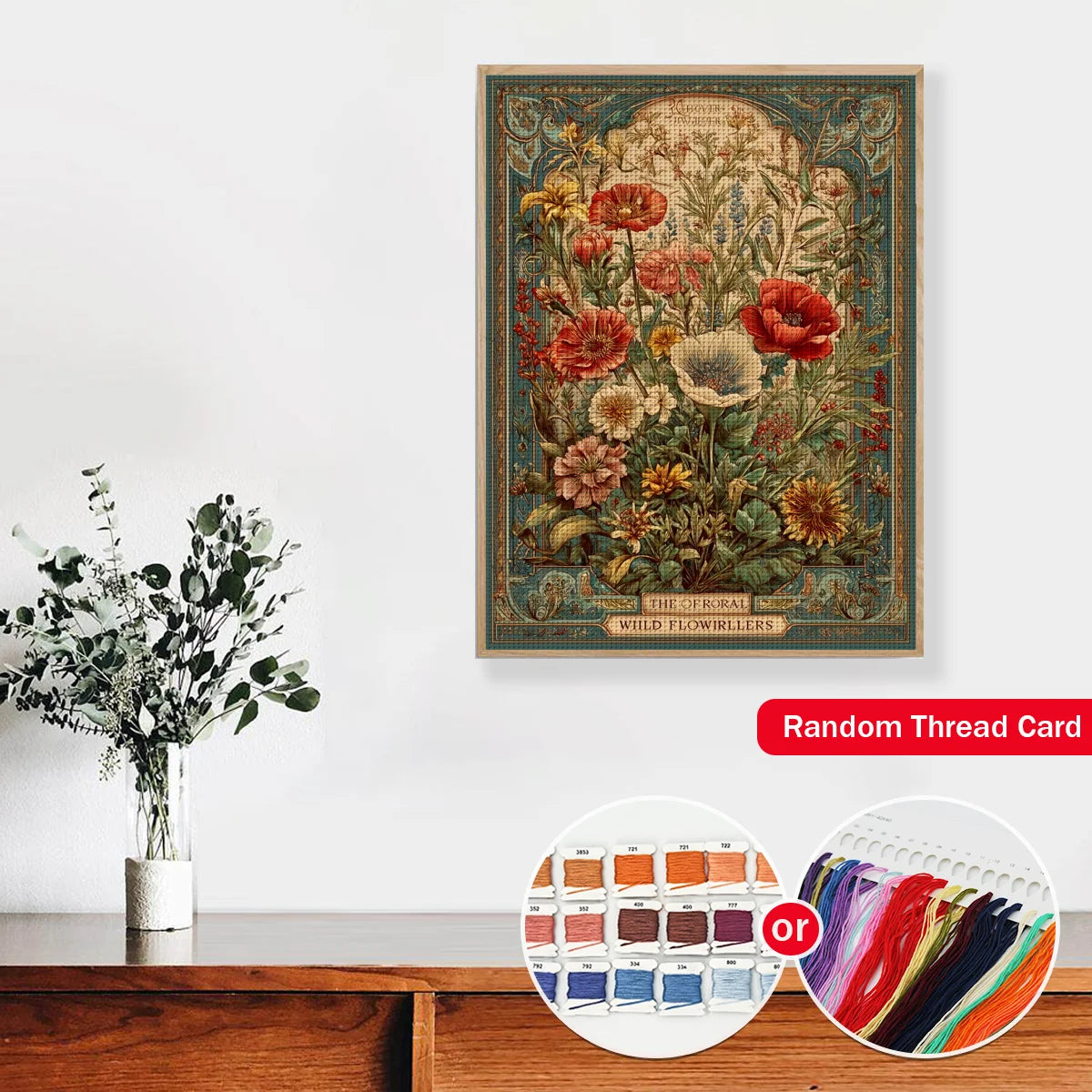 Wild Flower Embroidery Cross Stitch Sewing Kit